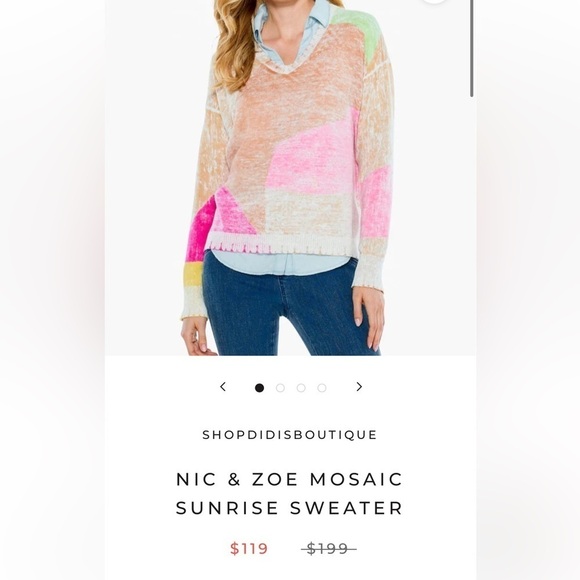🌈 NIC + ZOE NIC & ZOE MOSAIC SUNRISE SWEATER Top Size XS - Picture 6 of 6